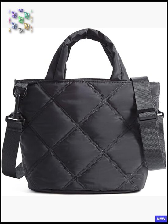 Handbags - Lightweight Quilted Puffer Crossbody Tote with Multiple Pockets for Travel